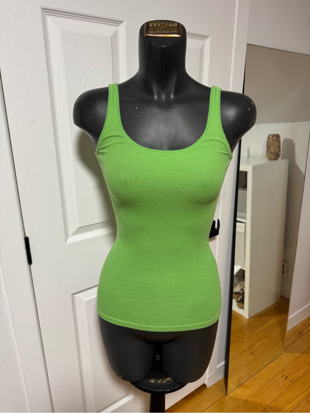 Green Ribbed Tank Top - Women's Slim Fit